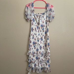 Abercrombie Smocked Puff Sleeve Midi Dress - NWT